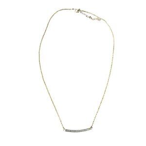 ATR BR CZ Gold Tone Bar Necklace Rhinestone Accents & Lobster Clasp